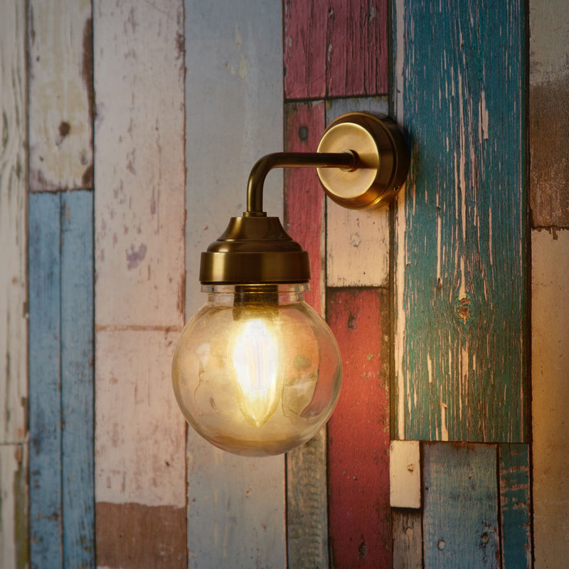 Tenby Exterior IP44 Wall Light in Antiqued Brass